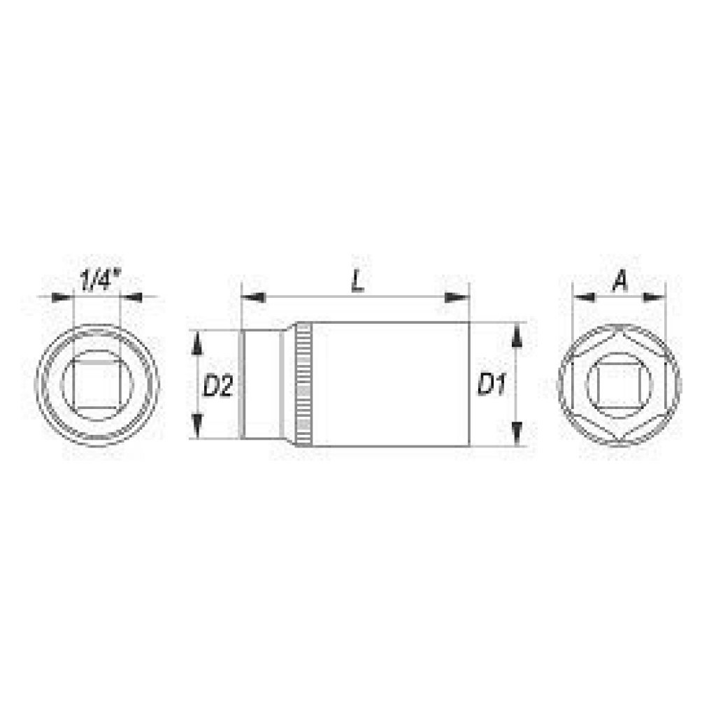 Vnitřní nástrčný klíč hluboký 1/4" šestihranný 4,5 mm YATO - YT-1414