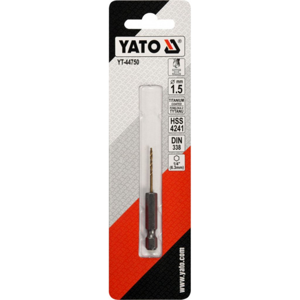 Vrták na kov 1,5mm TITAN HEX 1/4", délka 63mm - YT-44750