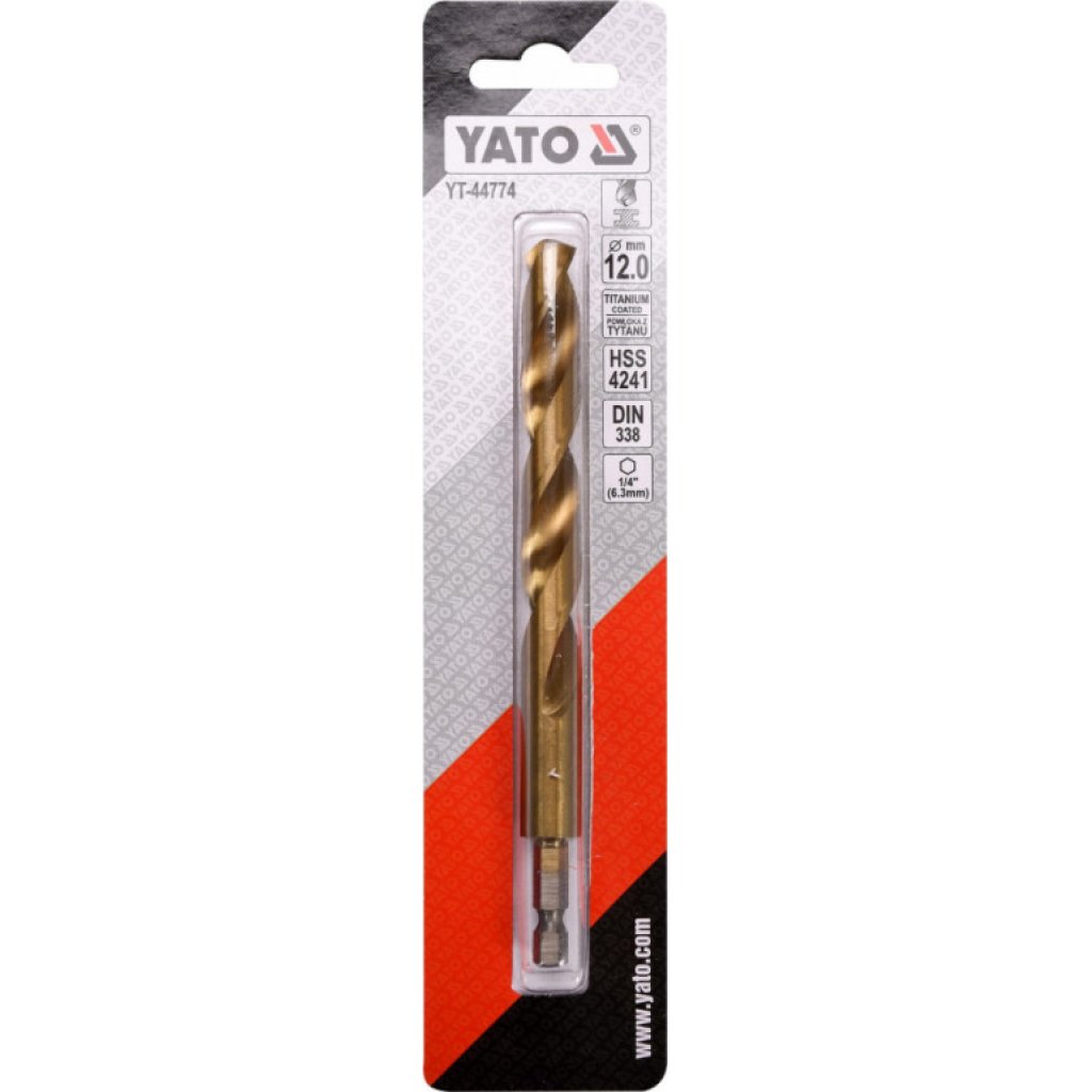Vrták na kov 12mm TITAN HEX 1/4", délka 151mm - YT-44774