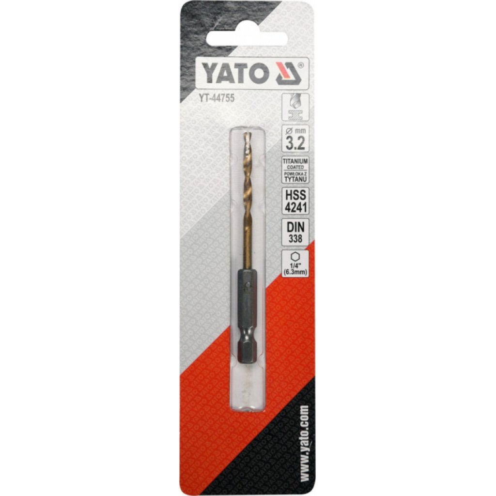 Vrták na kov 3,2mm TITAN HEX 1/4", délka 85mm - YT-44755