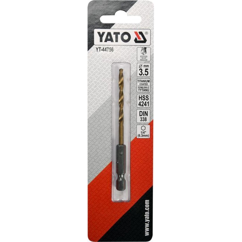 Vrták na kov 3,5mm TITAN HEX 1/4", délka 90mm - YT-44756