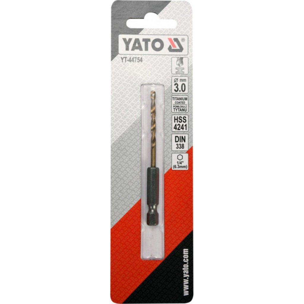 Vrták na kov 3mm TITAN HEX 1/4", délka 81mm - YT-44754