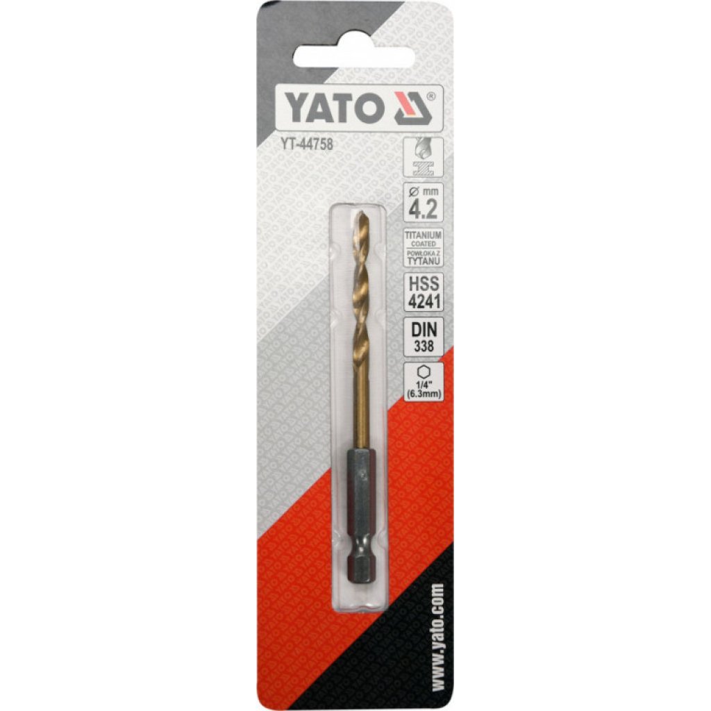 Vrták na kov 4,2mm TITAN HEX 1/4", délka 95mm - YT-44758