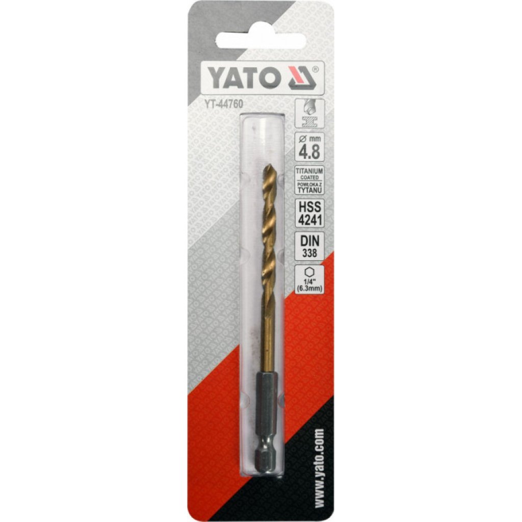 Vrták na kov 4,8mm TITAN HEX 1/4", délka 106mm - YT-44760