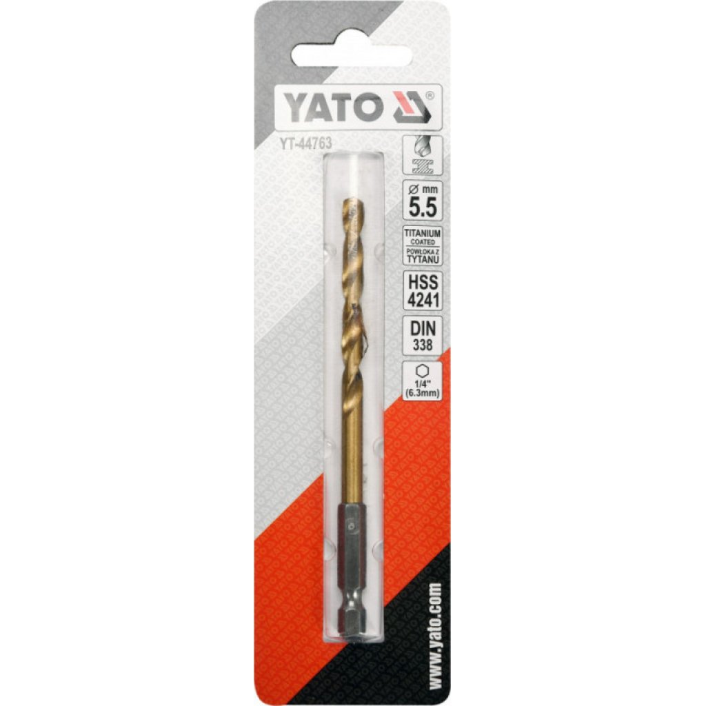 Vrták na kov 5,5mm TITAN HEX 1/4", délka 113mm - YT-44763