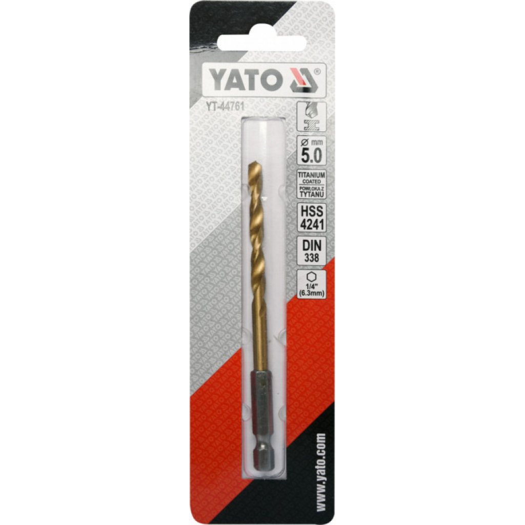 Vrták na kov 5mm TITAN 1/4", délka 106mm - YT-44761