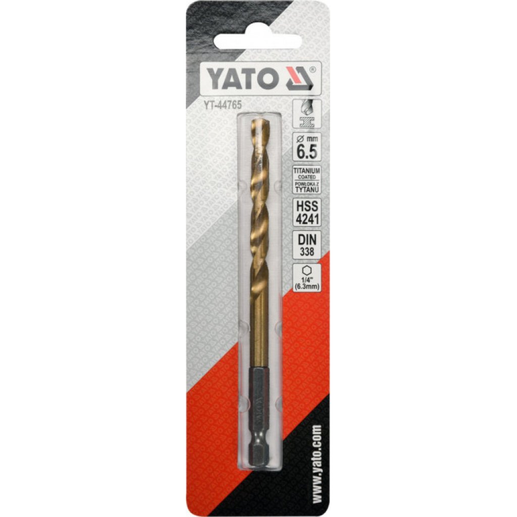 Vrták na kov 6,5mm TITAN HEX 1/4", délka 121mm - YT-44765