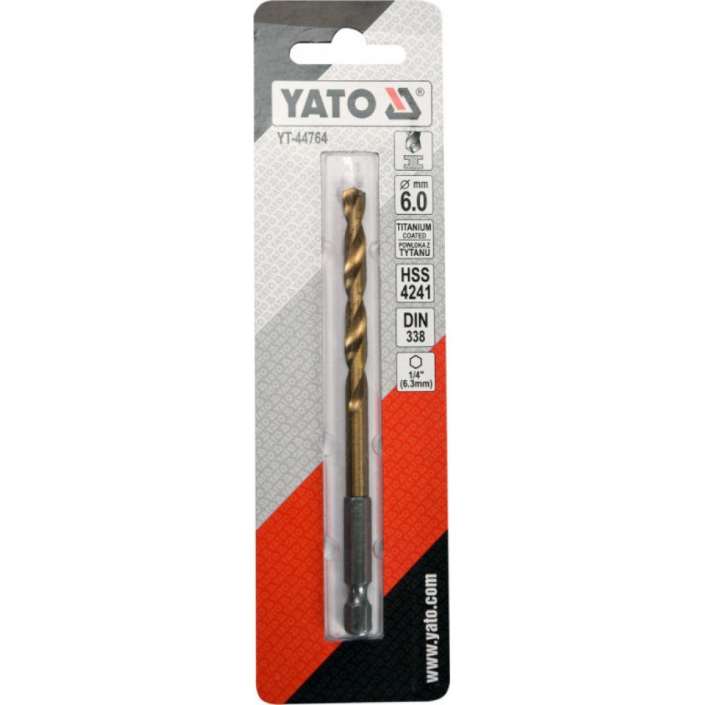 Vrták na kov 6mm TITAN HEX 1/4", délka 113mm - YT-44764