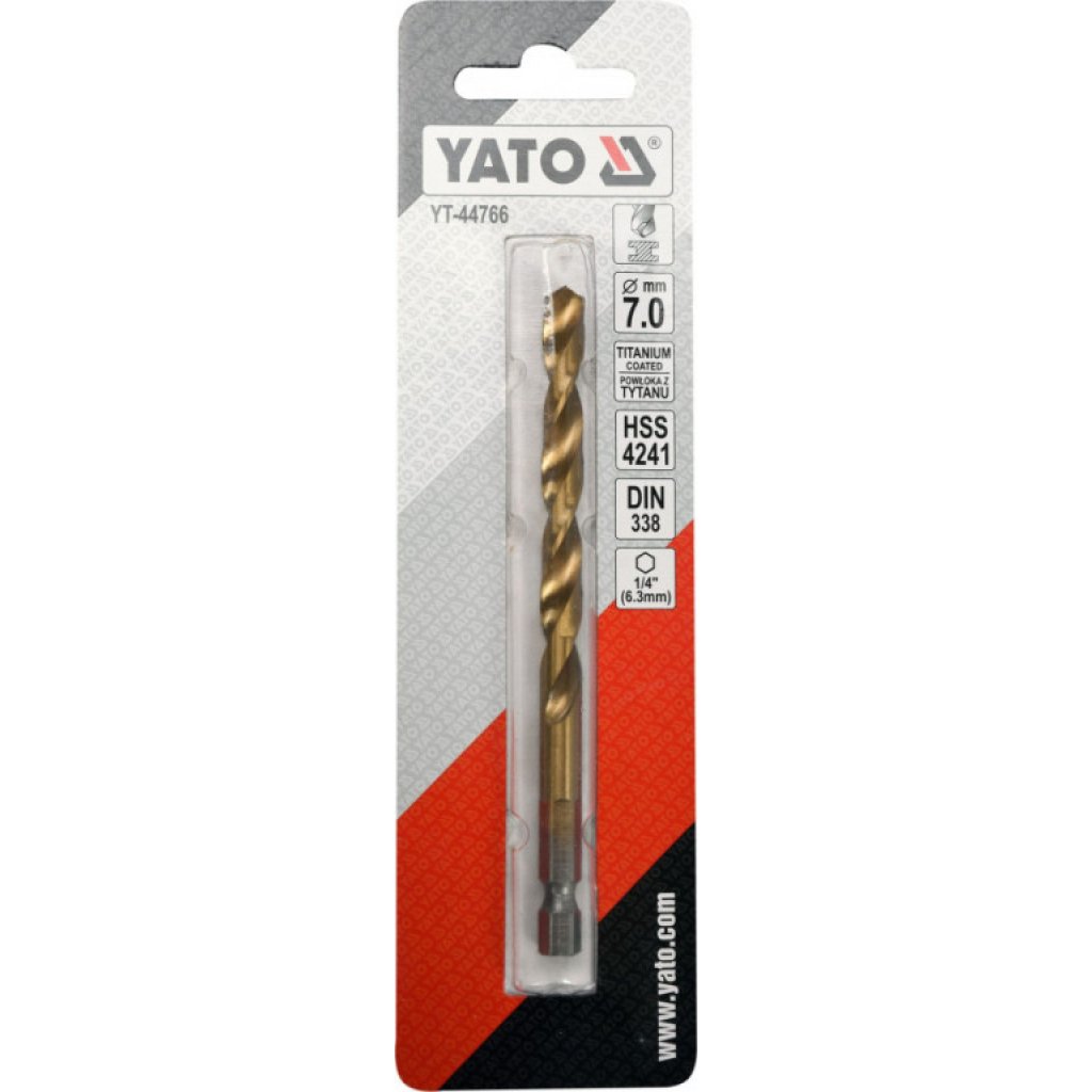 Vrták na kov 7mm TITAN HEX 1/4", délka 109mm - YT-44766