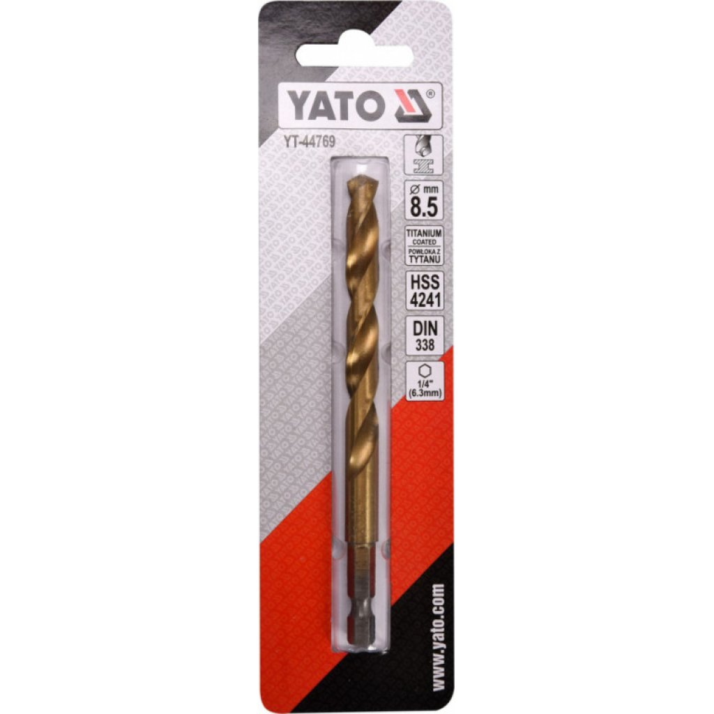 Vrták na kov 8,5mm TITAN HEX 1/4", délka 117mm - YT-44769