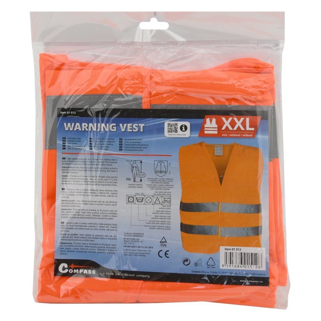 Výstražná reflexní vesta XXL oranžová, 01512
