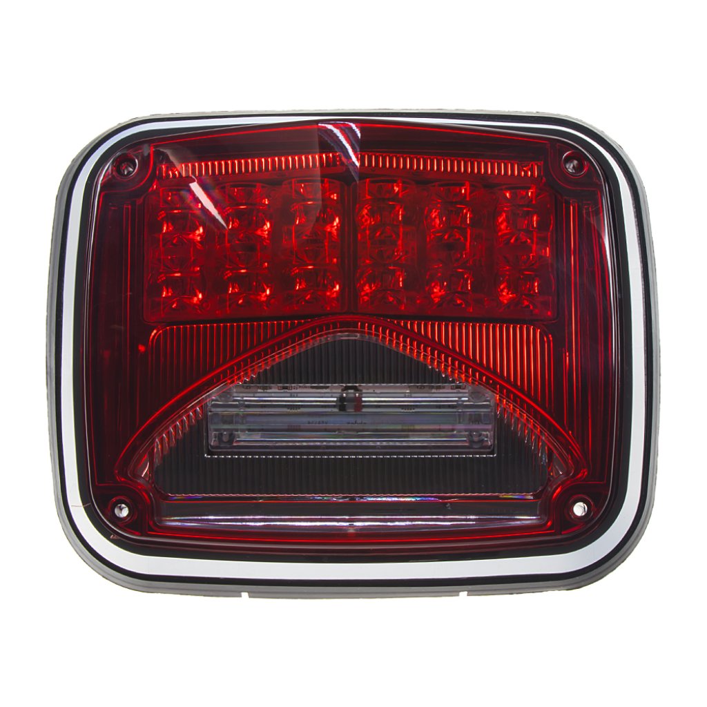 Výstražné LED světlo obdélníkové s přísvitem, 12-24V, červené, ECE R65