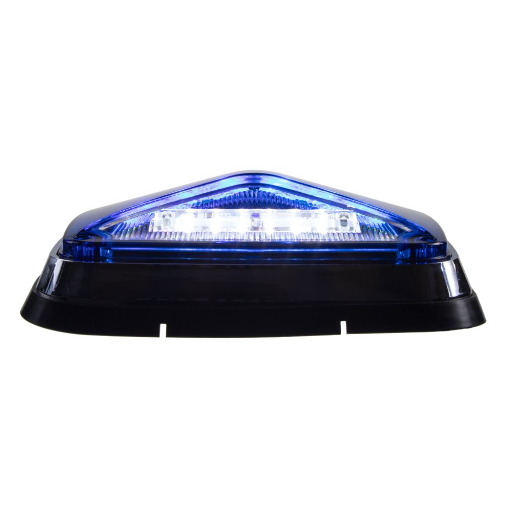 Výstražné LED světlo obdélníkové s přísvitem, 12-24V, modré, ECE R65