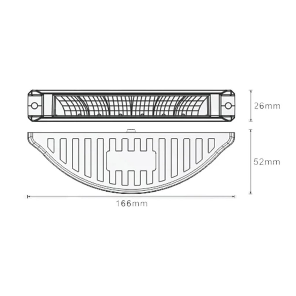 Výstražné LED světlo vnější, 12-24V, 6x3W, oranžové, ECE R65