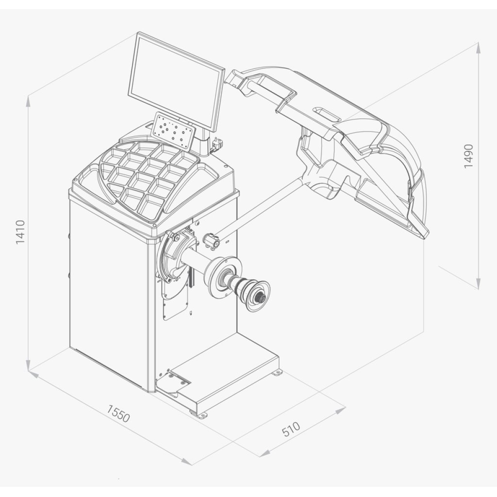 Vyvažovačka kol 10" - 28" CB75, automat 2D, LCD displej - F16117