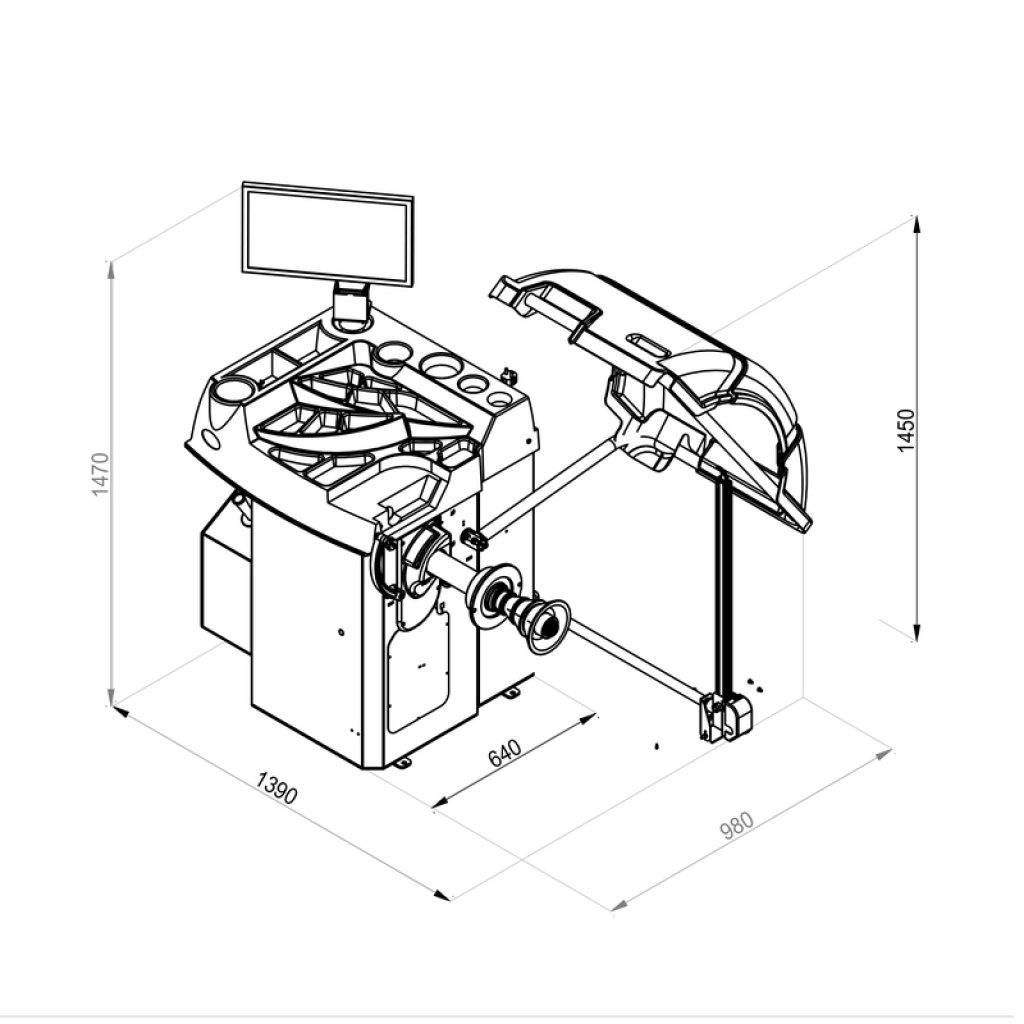 Vyvažovačka kol 10" - 28" CB78, automat 3D, dotykový displej - F16141
