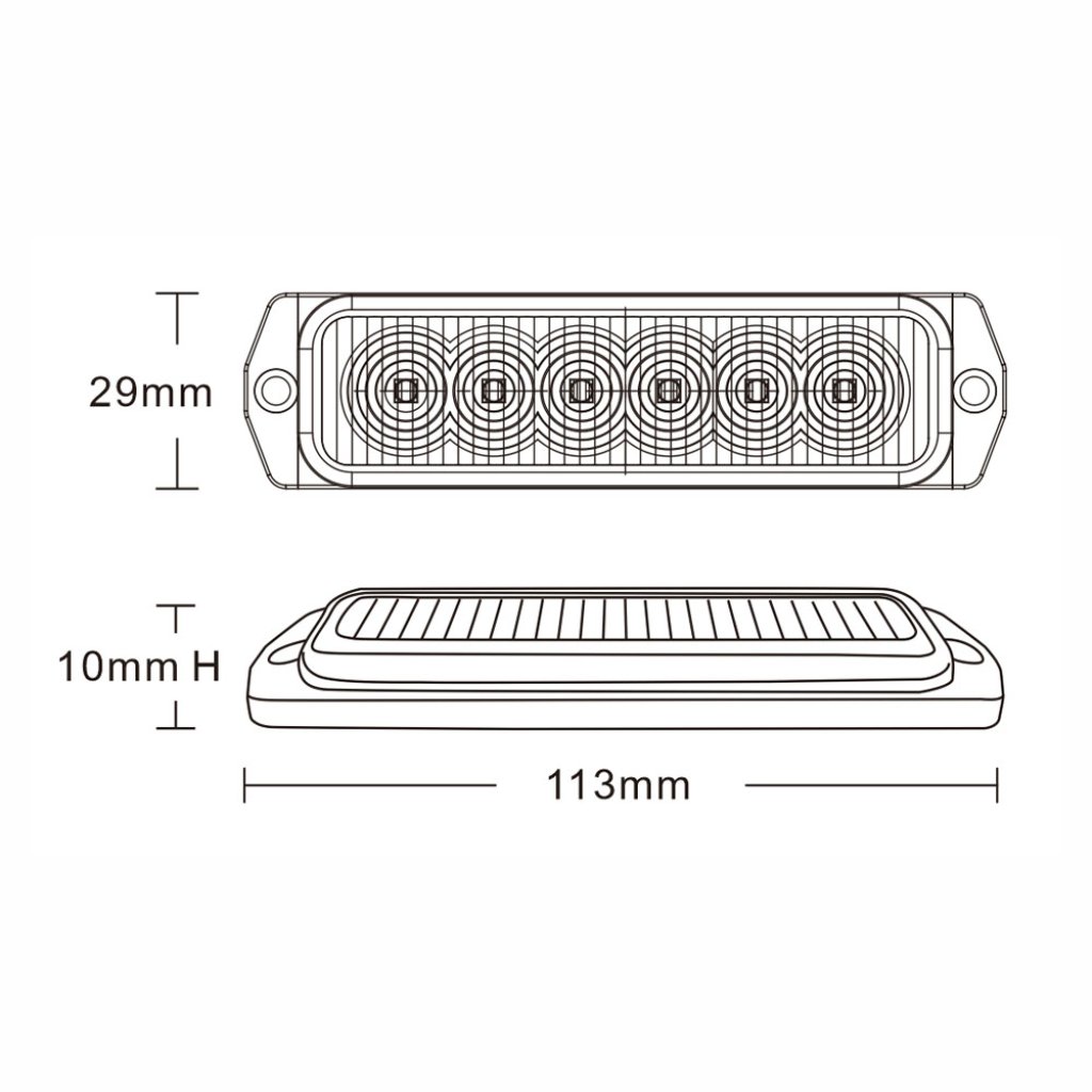 x SLIM výstražné LED světlo vnější, červené, 12-24V, ECE