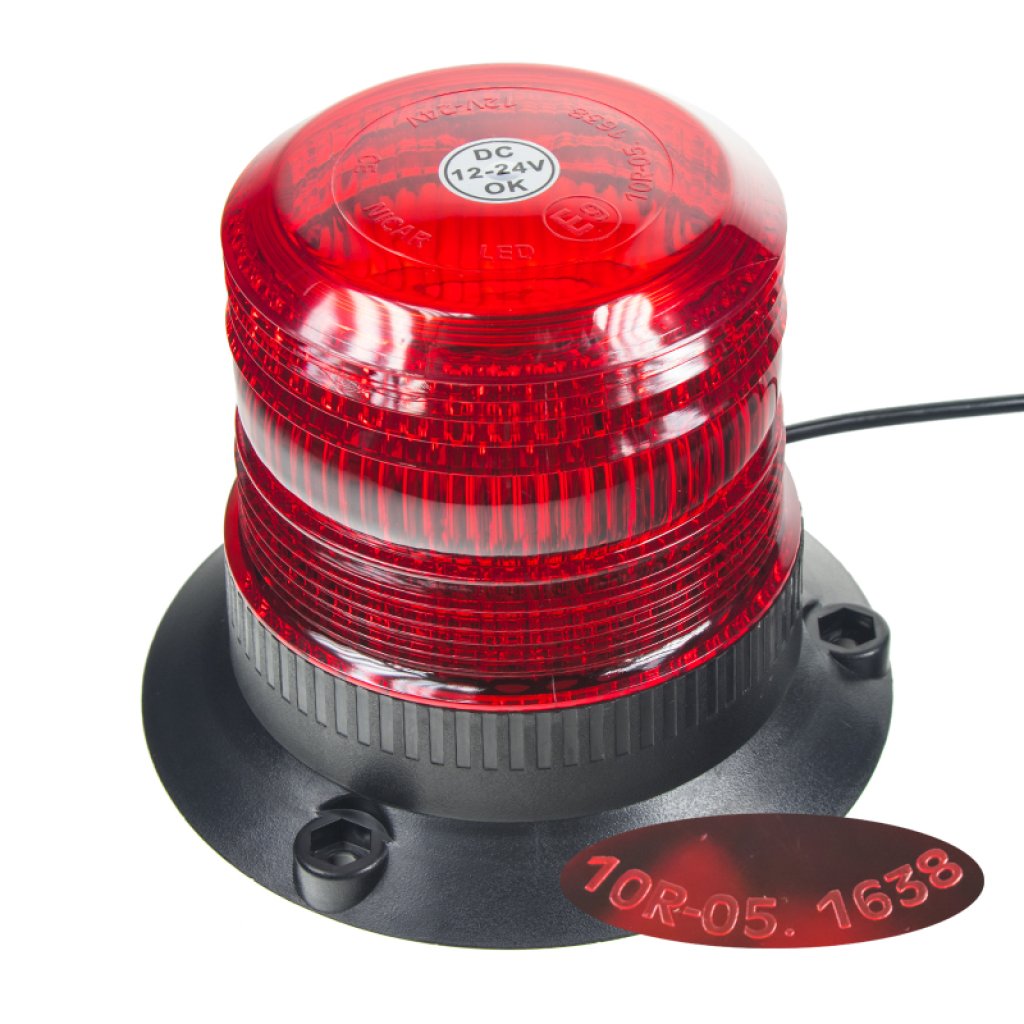 x Zábleskový maják, 12-24V, červený magnet, ECE R10
