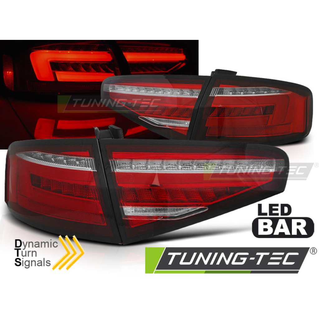 Zadní světla LED BAR a dynamickým blinkrem,AUDI A4 B8 12-15 sedan červená