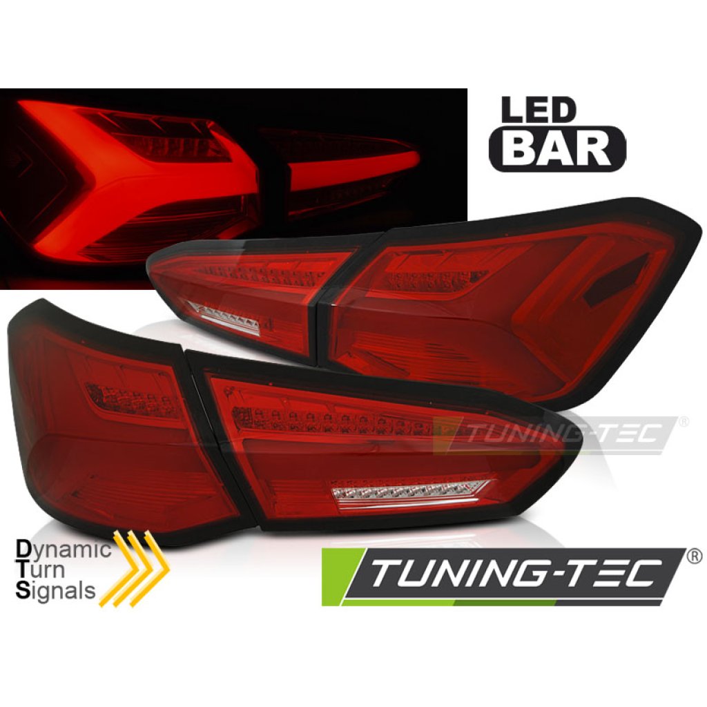 Zadní světla LED bar, s dynamickým blinkrem pro Ford FOCUS 4 18-21 HATCHBACK červená