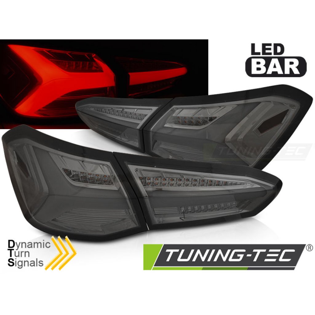 Zadní světla LED bar, s dynamickým blinkrem pro Ford FOCUS 4 18-21 HATCHBACK kouřová