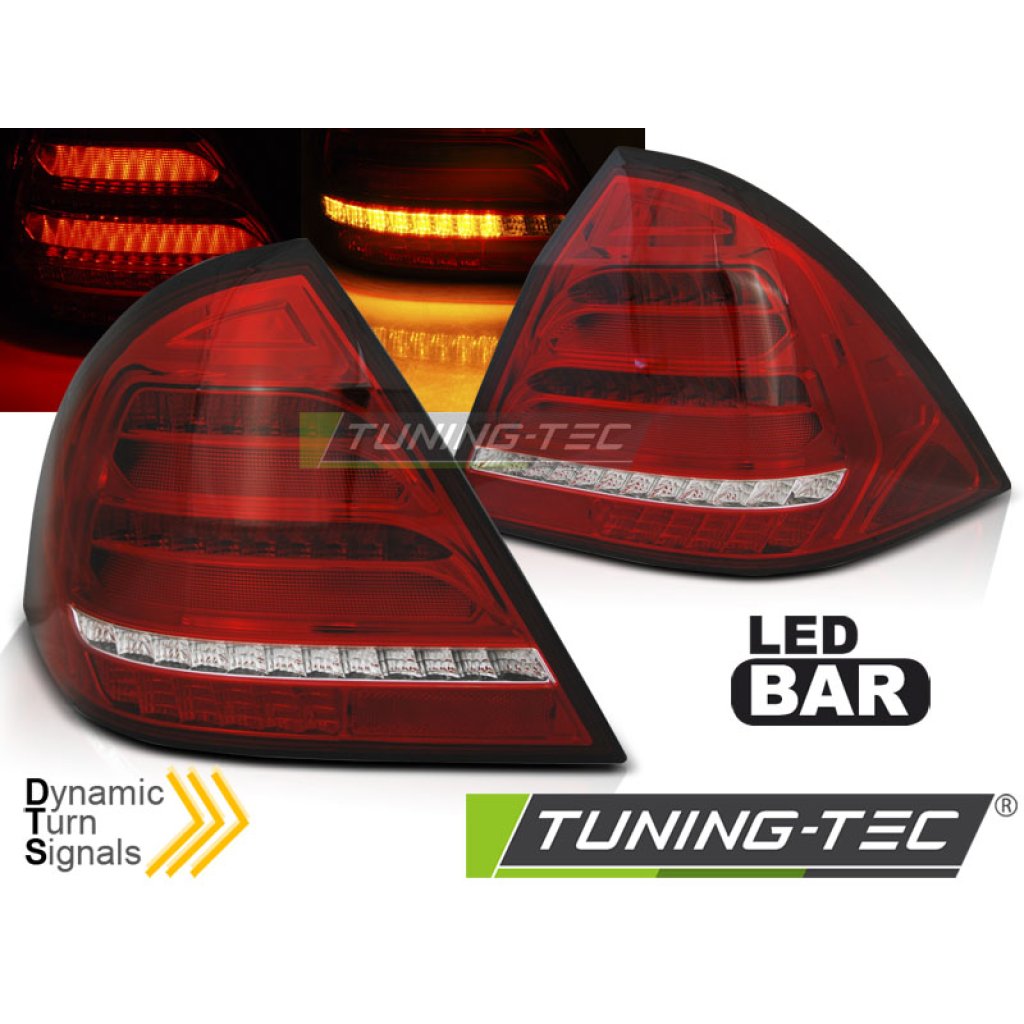 Zadní světla LED bar, s dynamickým blinkrem pro Mercedes C W203 00-04 červená