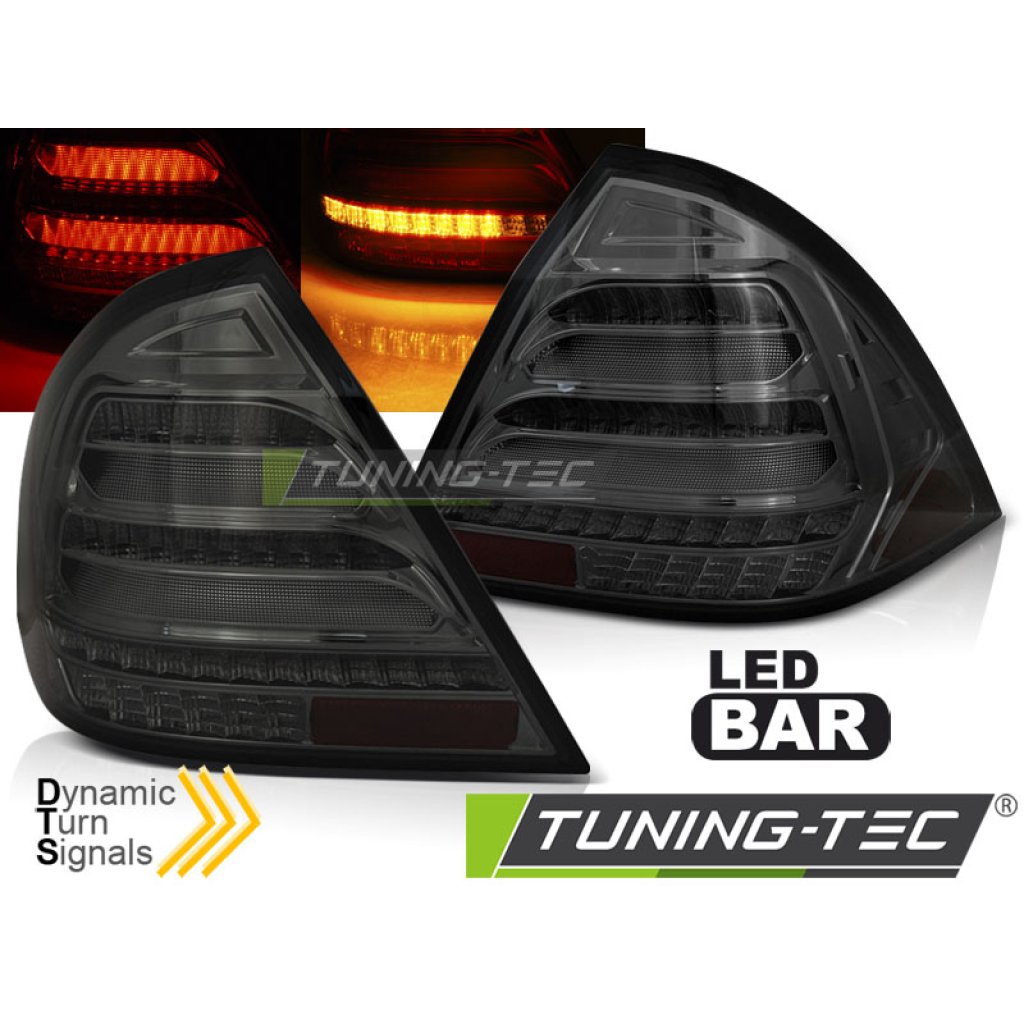Zadní světla LED bar, s dynamickým blinkrem pro Mercedes C W203 00-04 kouřová