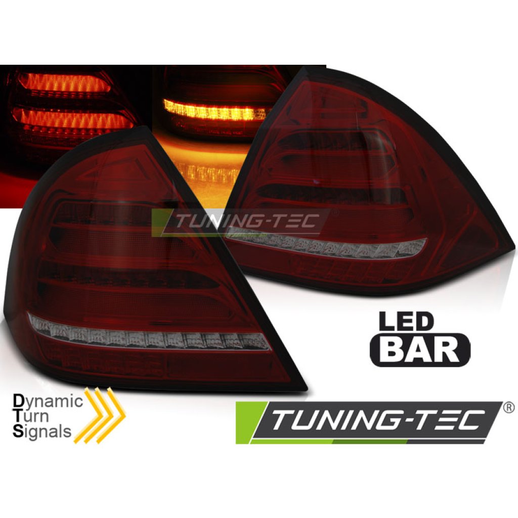 Zadní světla LED bar, s dynamickým blinkrem pro Mercedes C W203 04-07 červená/kouřová