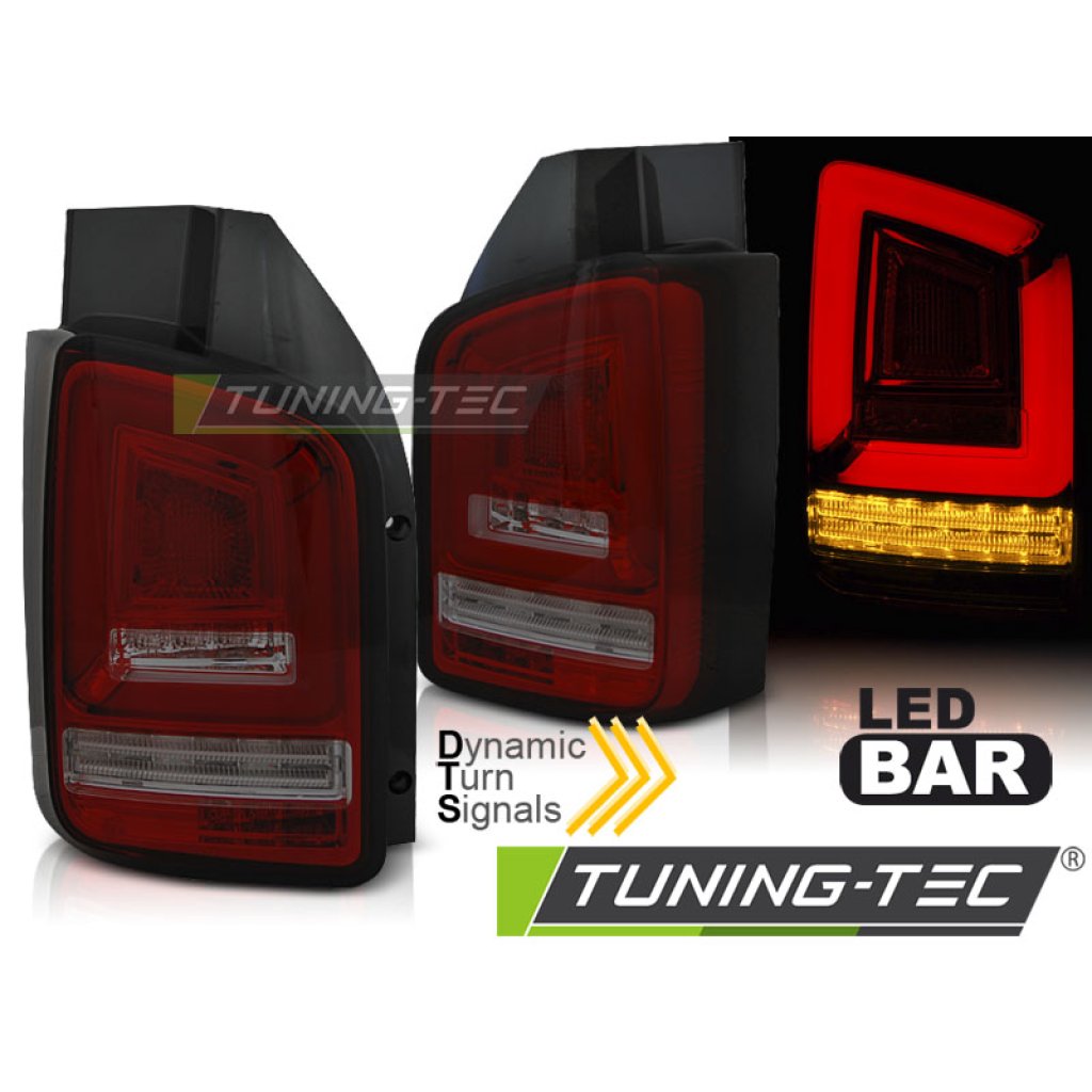 Zadní světla LED BAR s dynamickým blinkrem VW T6 15-19 červená/kouřová (žárovky)