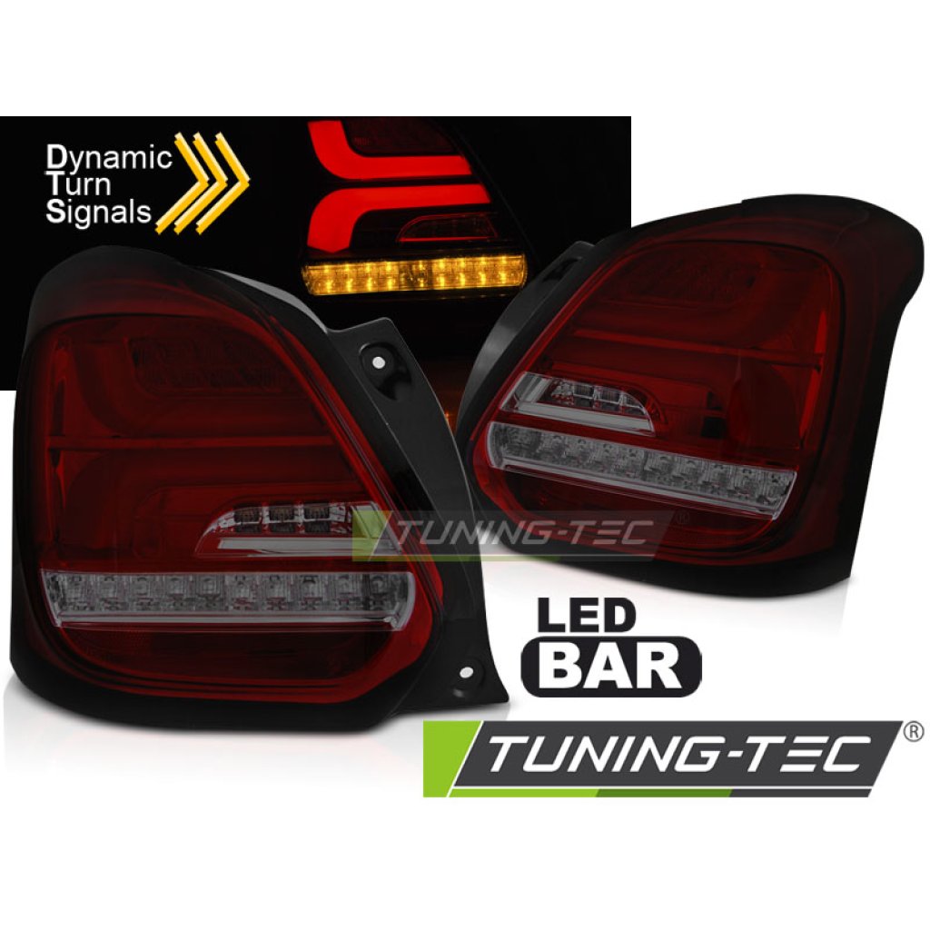 Zadní světla LED BAR s LED s SEQ blinkrem Suzuki Swift VI 17- červená/kouřová