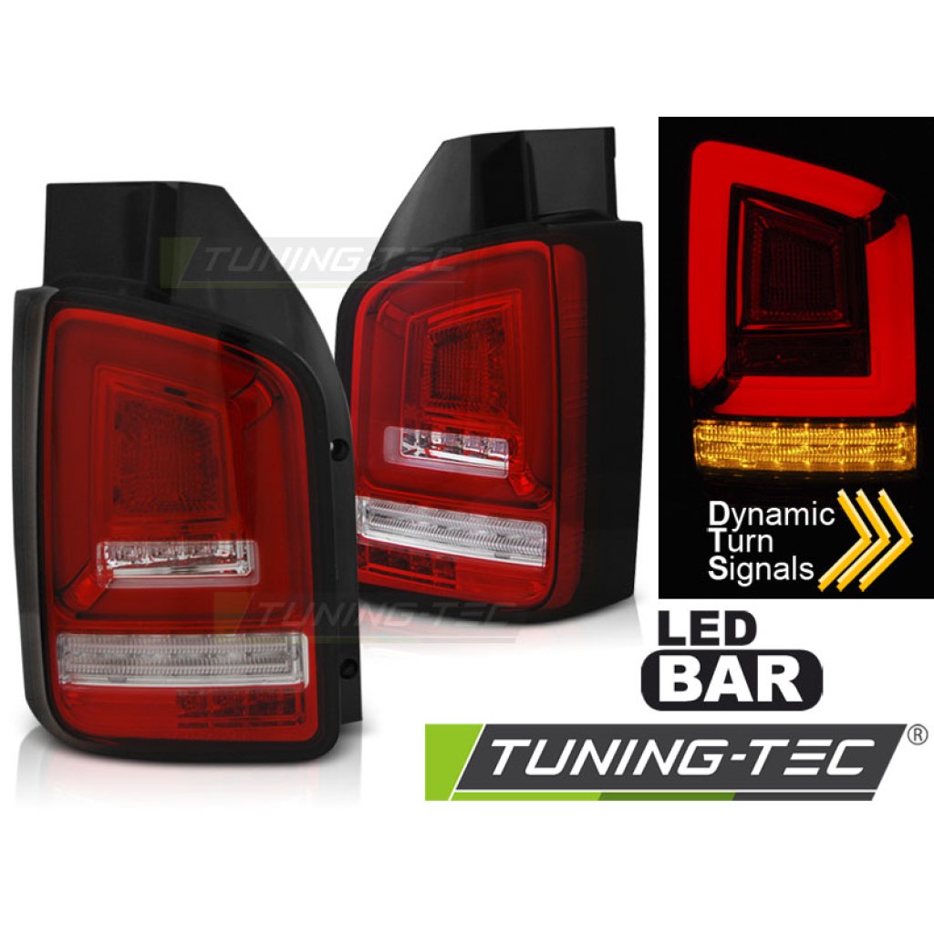 Zadní světla LED BAR s LED s SEQ blinkrem VW T5 10-15 červená
