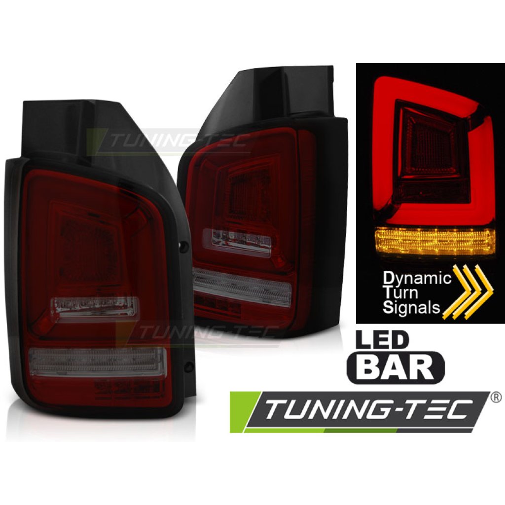 Zadní světla LED BAR s LED s SEQ blinkrem VW T5 10-15 červená/kouřová