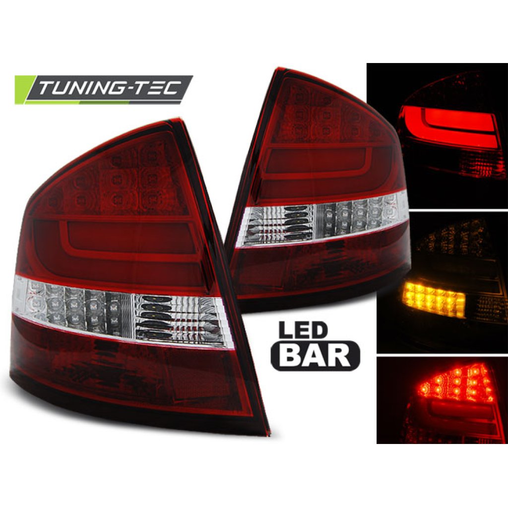 Zadní světla LED Lightbar Škoda Octavia II liftback 04-13 chrom/červená