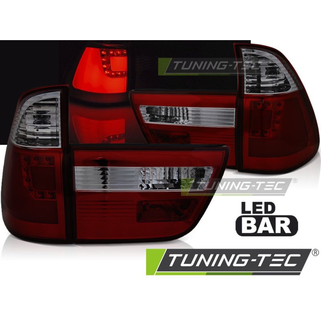 Zadní světla LED pro BMW X5 E53 1999-2003, červené/kouřové