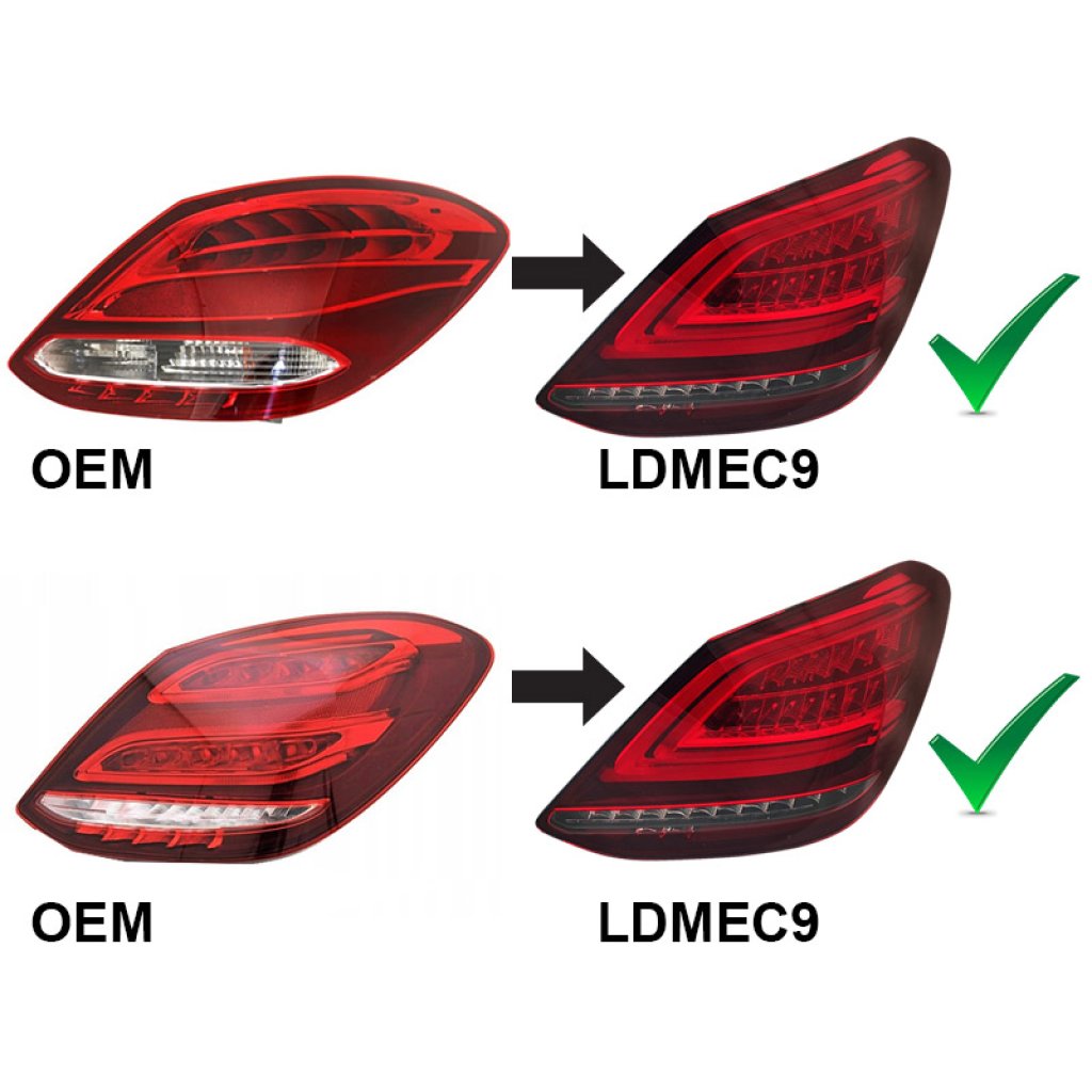Zadní světla LED s LED dynamickým blinkrem pro Mercedes-Benz C W205 14-18 červená
