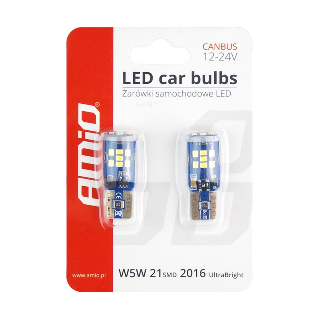 Žárovka 12/24V LED 21xSMD T10 (W5W) bílá, CAN-BUS, 02445