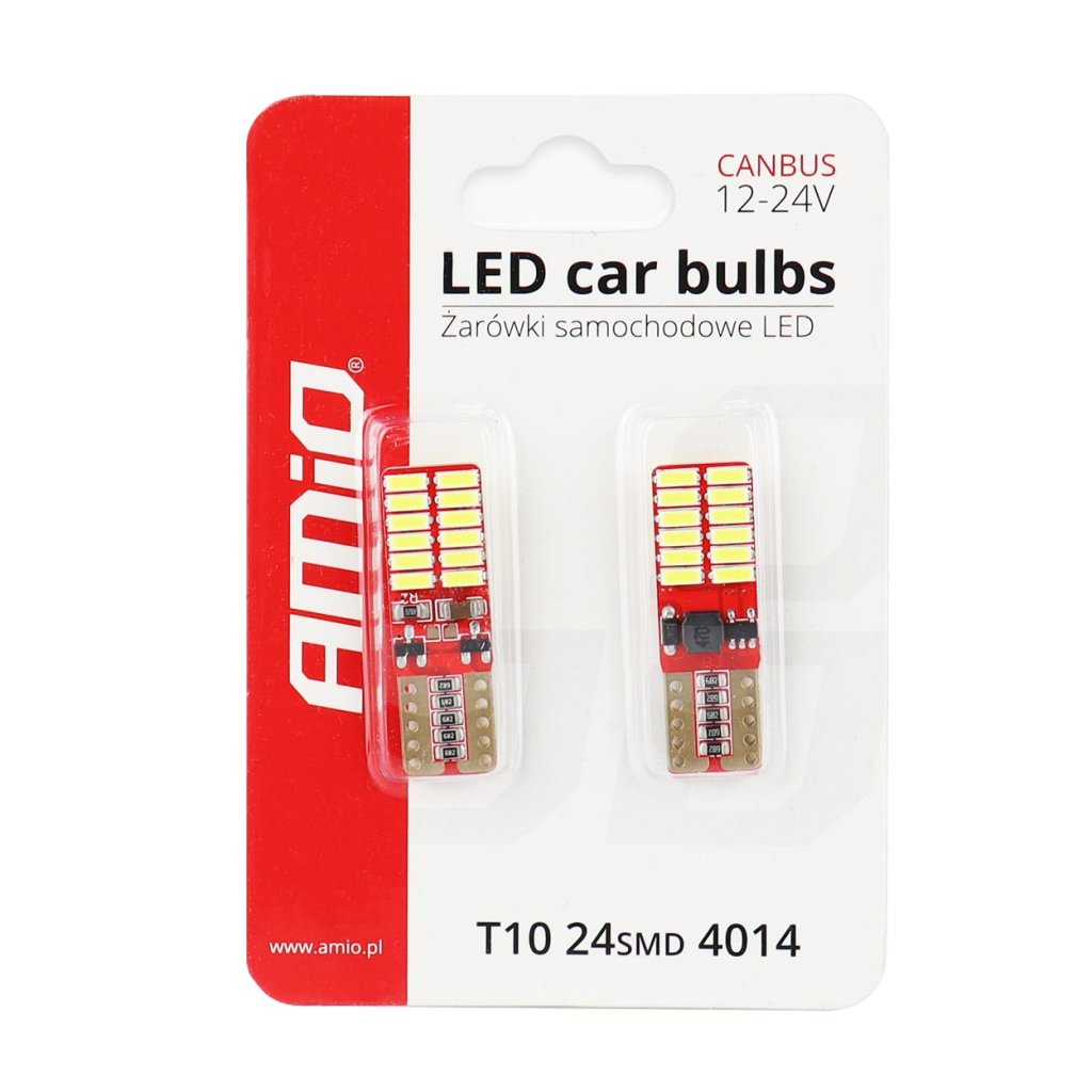 Žárovka 12/24V LED 24xSMD T10 (W5W) bílá, CAN-BUS, 01287