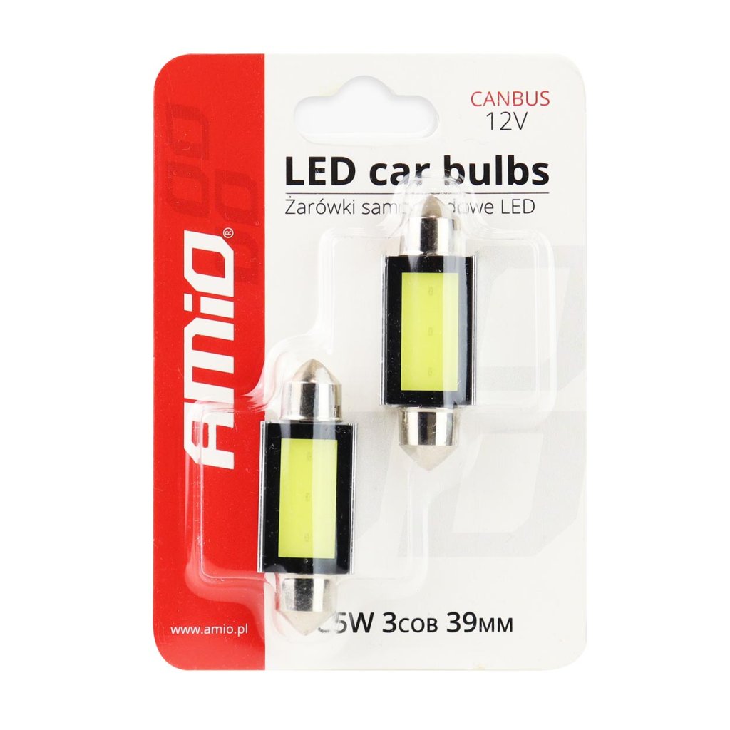 Žárovka 12V LED 3xCOB SUFIT bílá, CAN-BUS, délka 39mm, 01640
