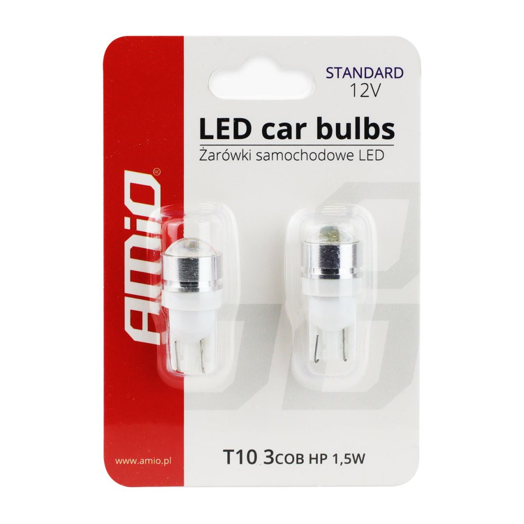 Žárovka 12V LED 3xCOB T10 (W5W), délka 26mm, 01624