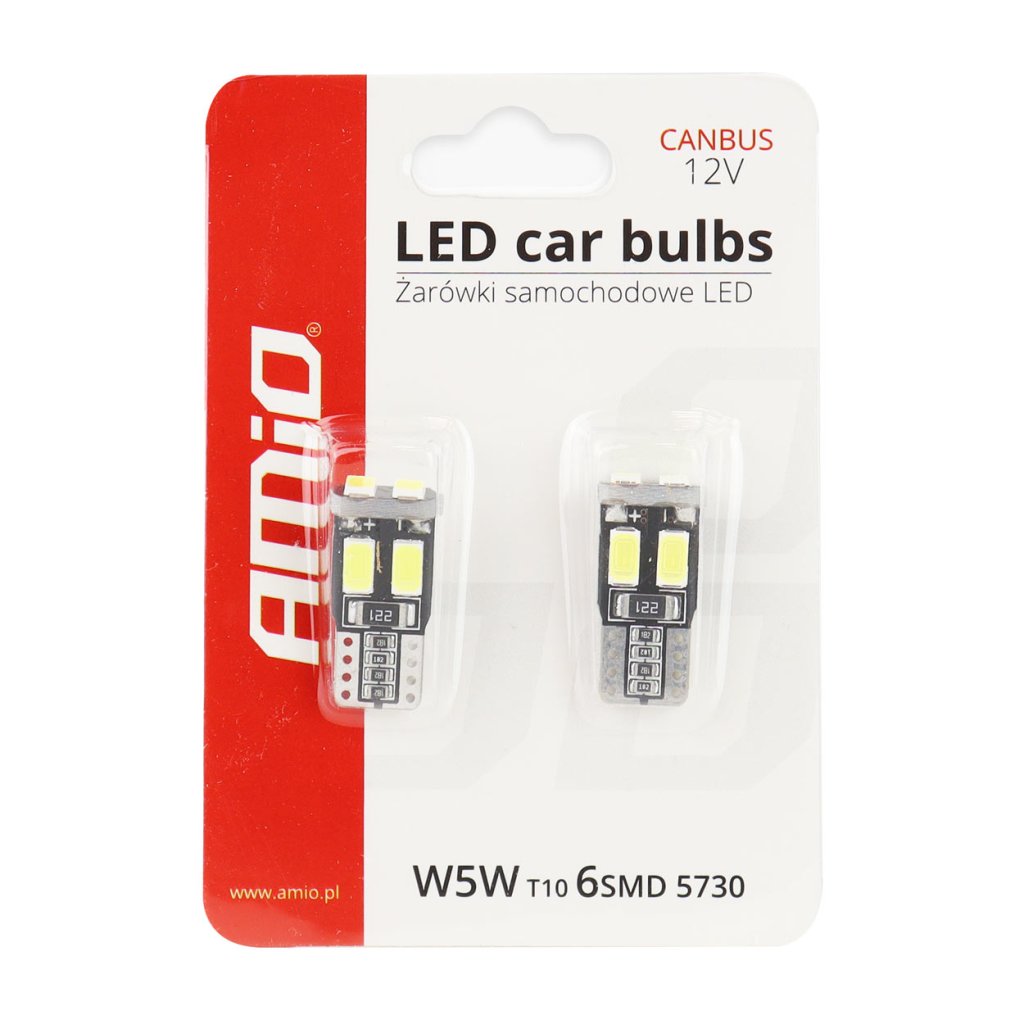 Žárovka 12V LED 6xSMD T10 (W5W) bílá, CAN-BUS, 01622