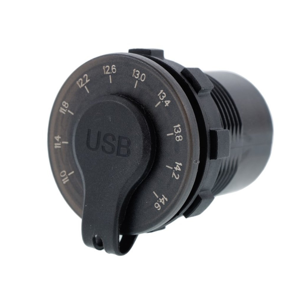 Zástrčka s 2x USB (1x QC 3.0) a s 6A voltmetrem 12/24V a vypínačem, 63206