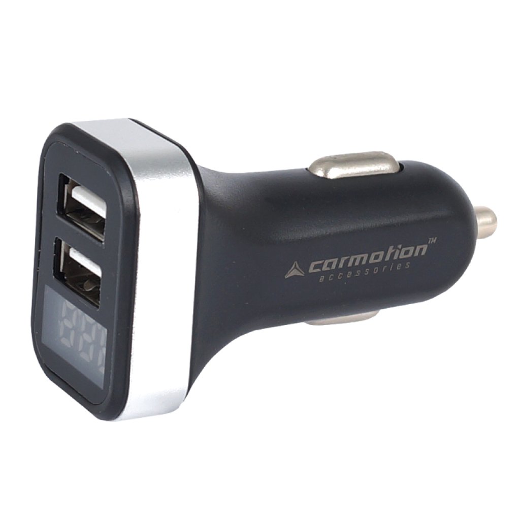 Zástrčka s 2x USB výstupem 2,1 a 1A s voltmetrem 12/24V, 58709