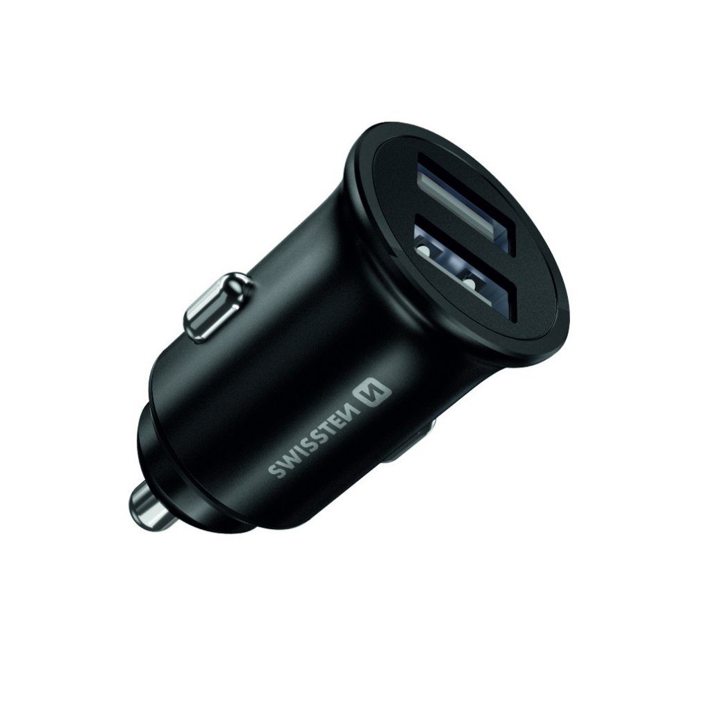 Zástrčka SWISSTEN s 2x USB výstupem 4,8 A (2,4A, 2,4A), 12/24V, 47413