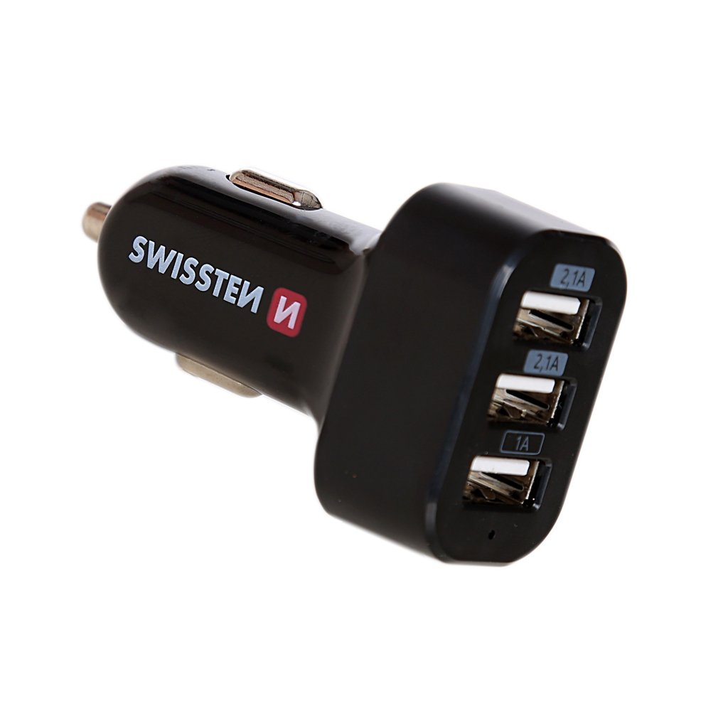 Zástrčka SWISSTEN s 3x USB výstupem 5,2 A, 12/24V, 44059