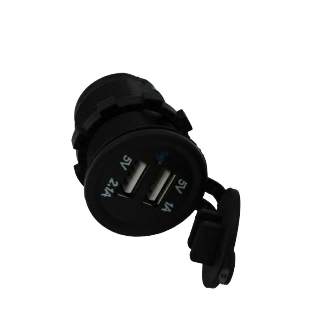 Zásuvka zapalovače vodotěsná s 2x USB (1A, 2,1A), SPL-30