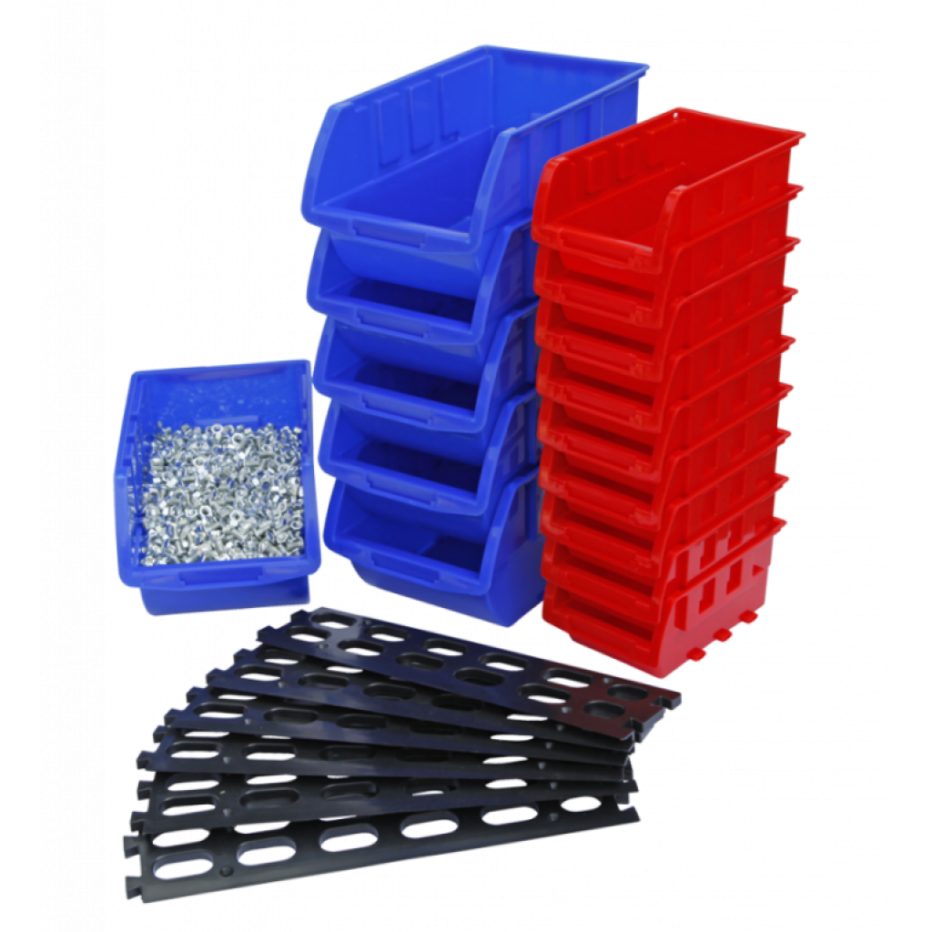 Závěsná plastová lišta s 15 plastovými boxy - MSBRWK0906