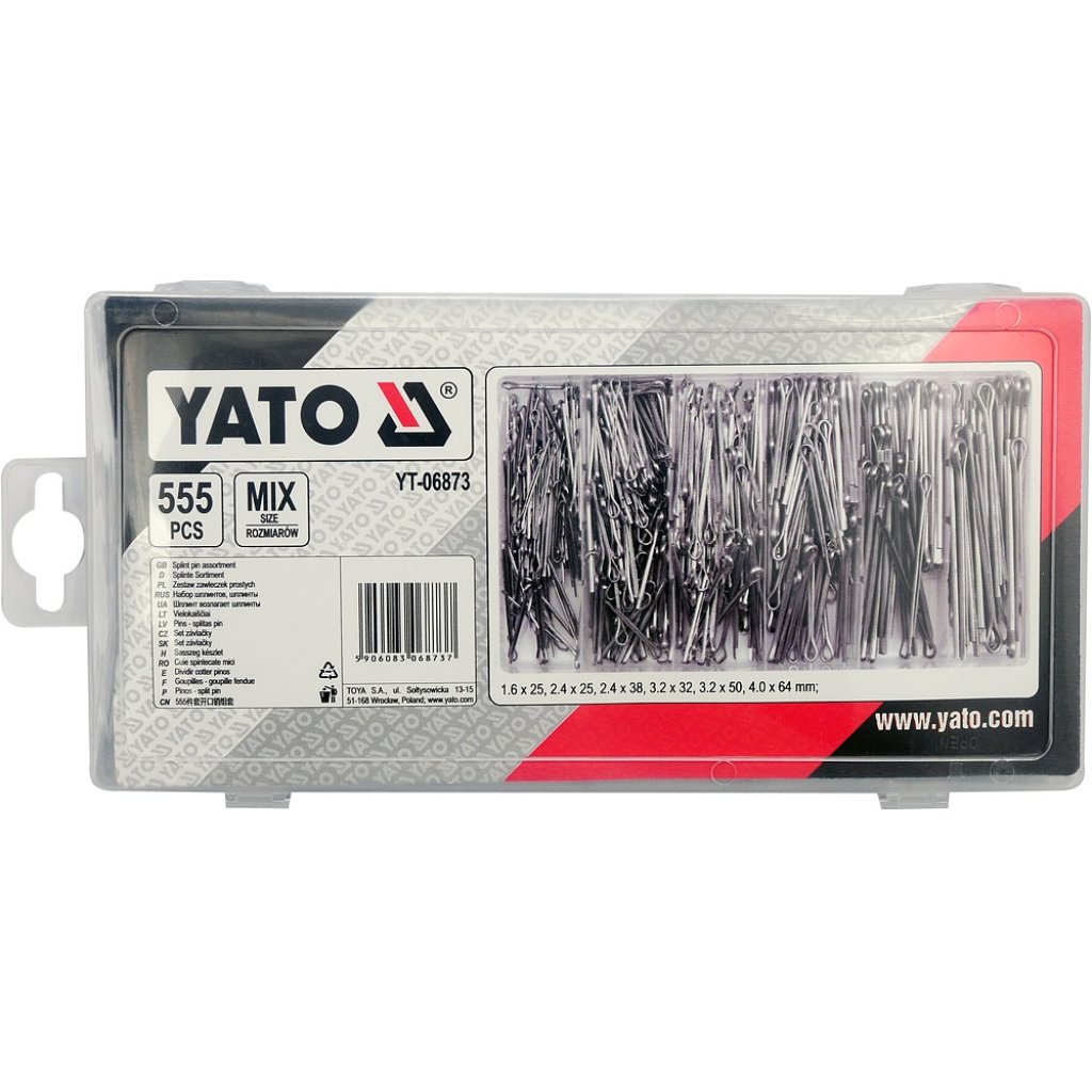 Závlačky sada 555ks, R-01 - R-06, YATO