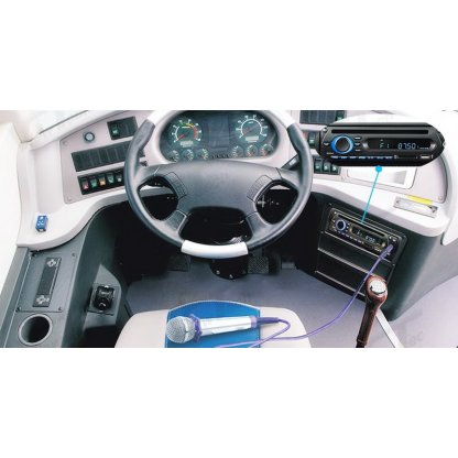 1DIN rádio pro autobusy s DVD/CD, 2x USB, SD, Bluetooth + HF, Mikrofon pro průvodce + prop HF