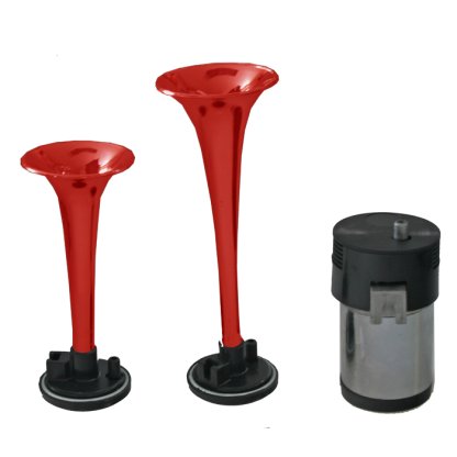 2-tónová fanfára 220mm, 12V s kompresorem červená ECE R28