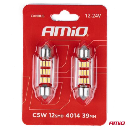 2x Dioda LED 12/24V, 12xSMD 4014 Festoon, C5W C10W C3W (SUFIT) 39mm, CANBUS, bílá, 01290